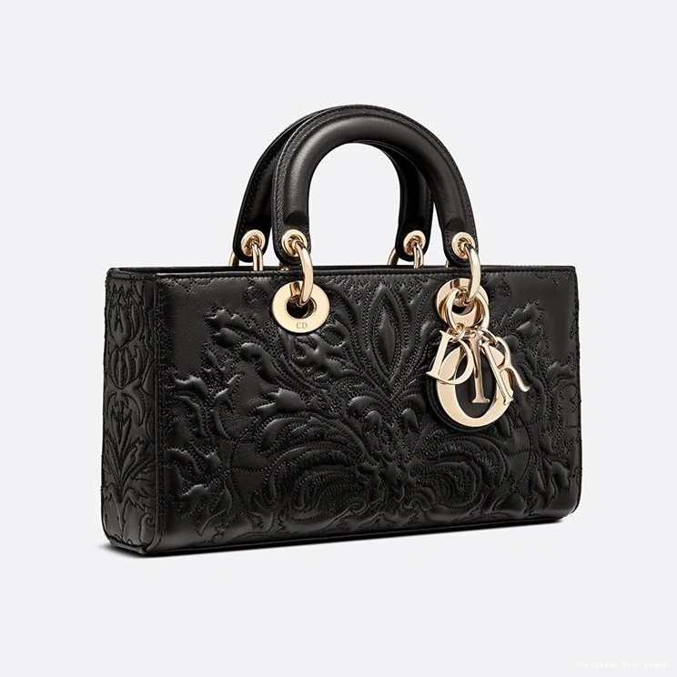 Cheap Ornamental Quilted-Effect D-Joy Lambskin Black Medium Lady Motif Bag 0717 Luxury